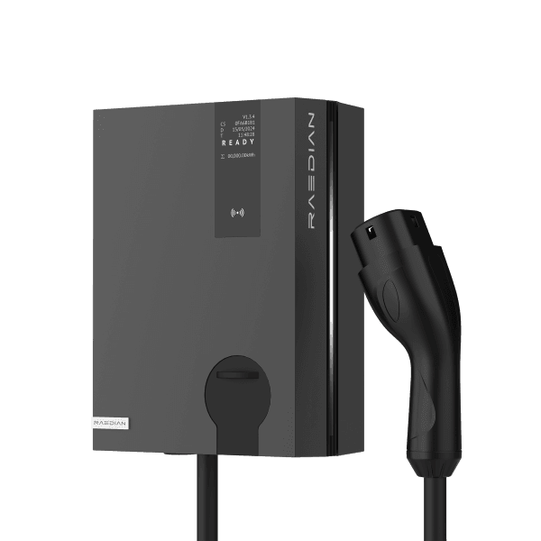 Neo Side Angle Cable Black RAEDIAN NEO Three Phase EV Smart Charger