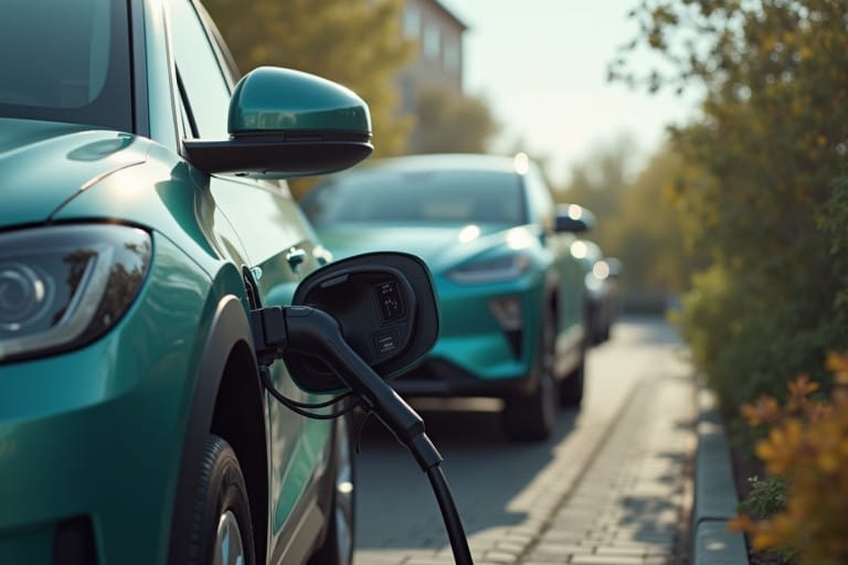 RAEDIAN EV charger installation showing wall-mounted unit